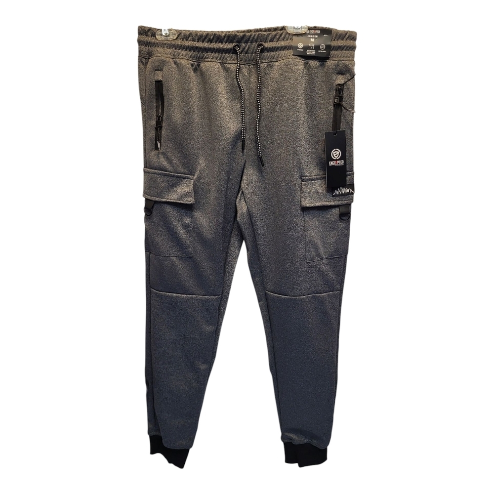 NWT Womens Encrypted Charcoal Joggers with Utility Pockets Tapered Fit - Size M